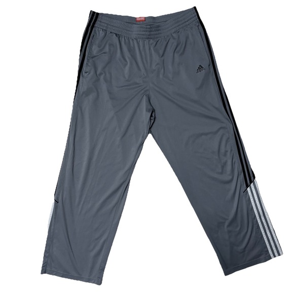 Adidas Joggers‎ Pants Mens XL Basketball Tracksuit Bottoms Gray Stripes Athletic - Picture 1 of 9